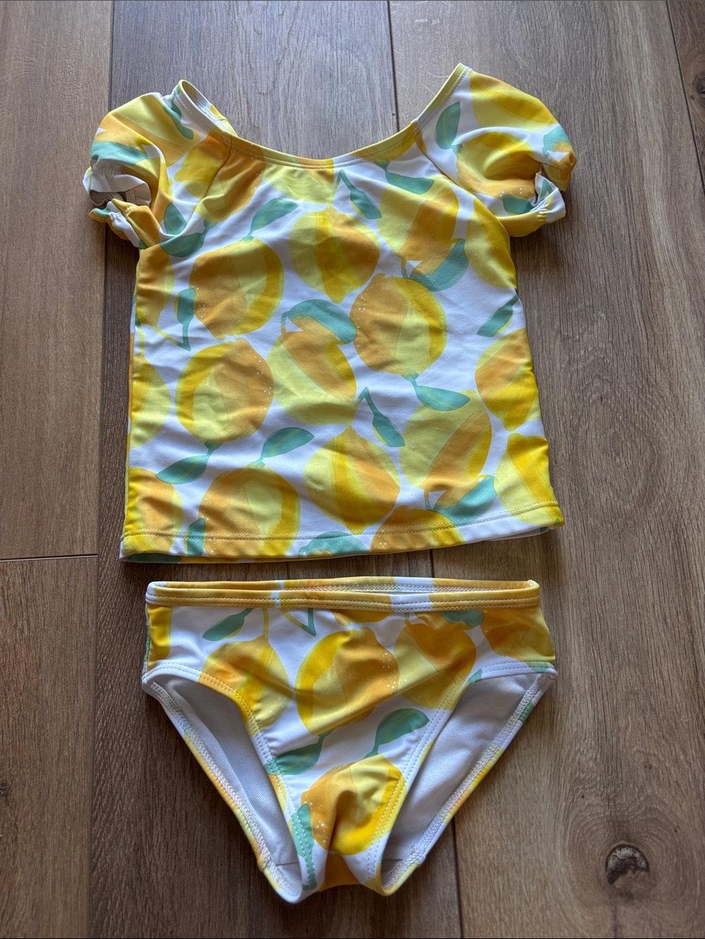 Carter's Yellow Lemon Print Two-Piece Swim Set with Mint Accents